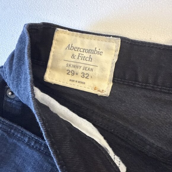 Abercrombie & Fitch Men’s Black Skinny Stretch Jeans 29x32 Distressed - Picture 8 of 13